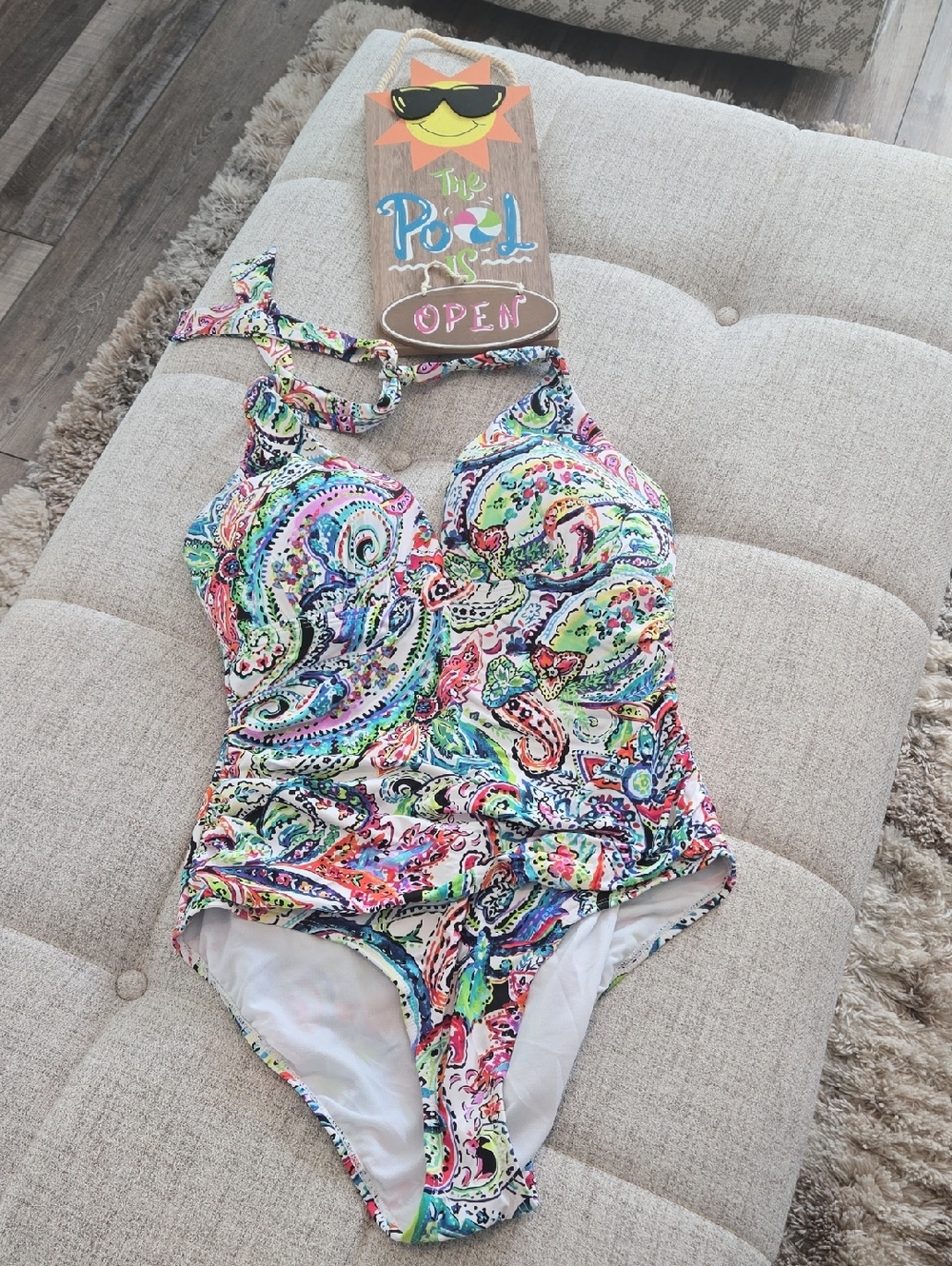 Lauren Ralph Lauren Paisley One-Piece Halter Swimsuit